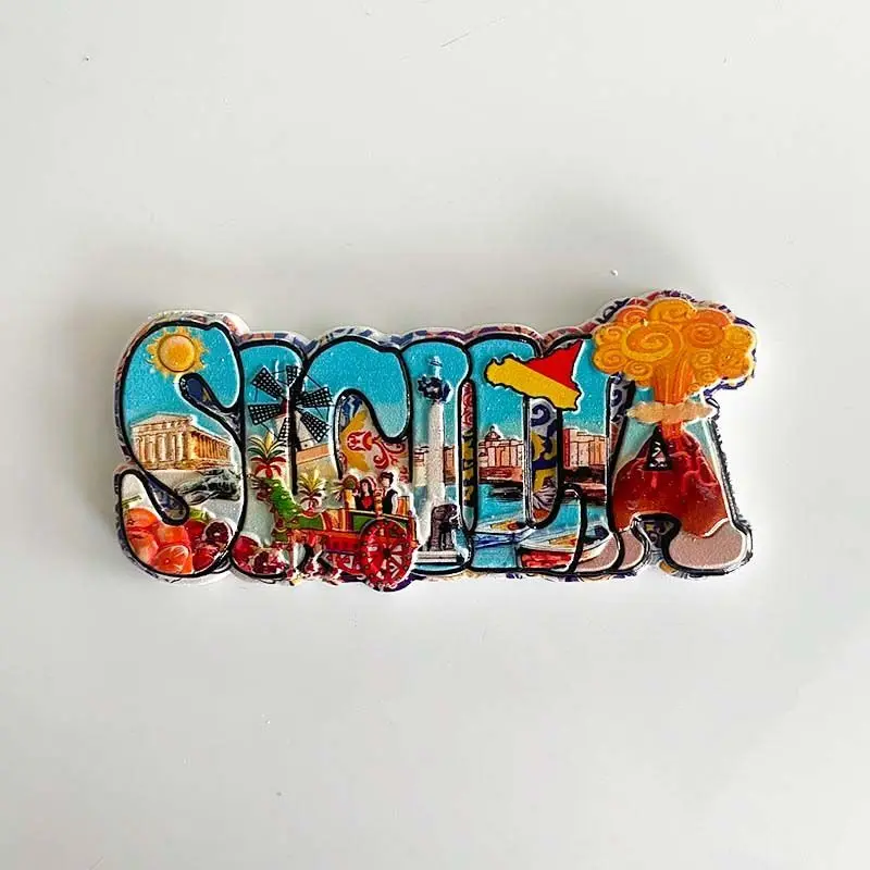

Italian Sicily High-Value Refrigerator Magnets Creative Travel Souvenirs Personalized 3D Magnetic Stickers Unique Gifts