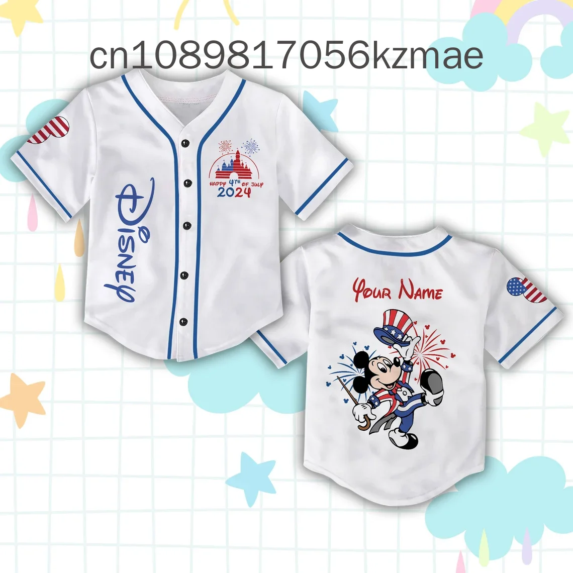 2024 New Disney 4th Of July Baseball Jersey Disneyland Baseball Jersey Disney Shirt For American Family