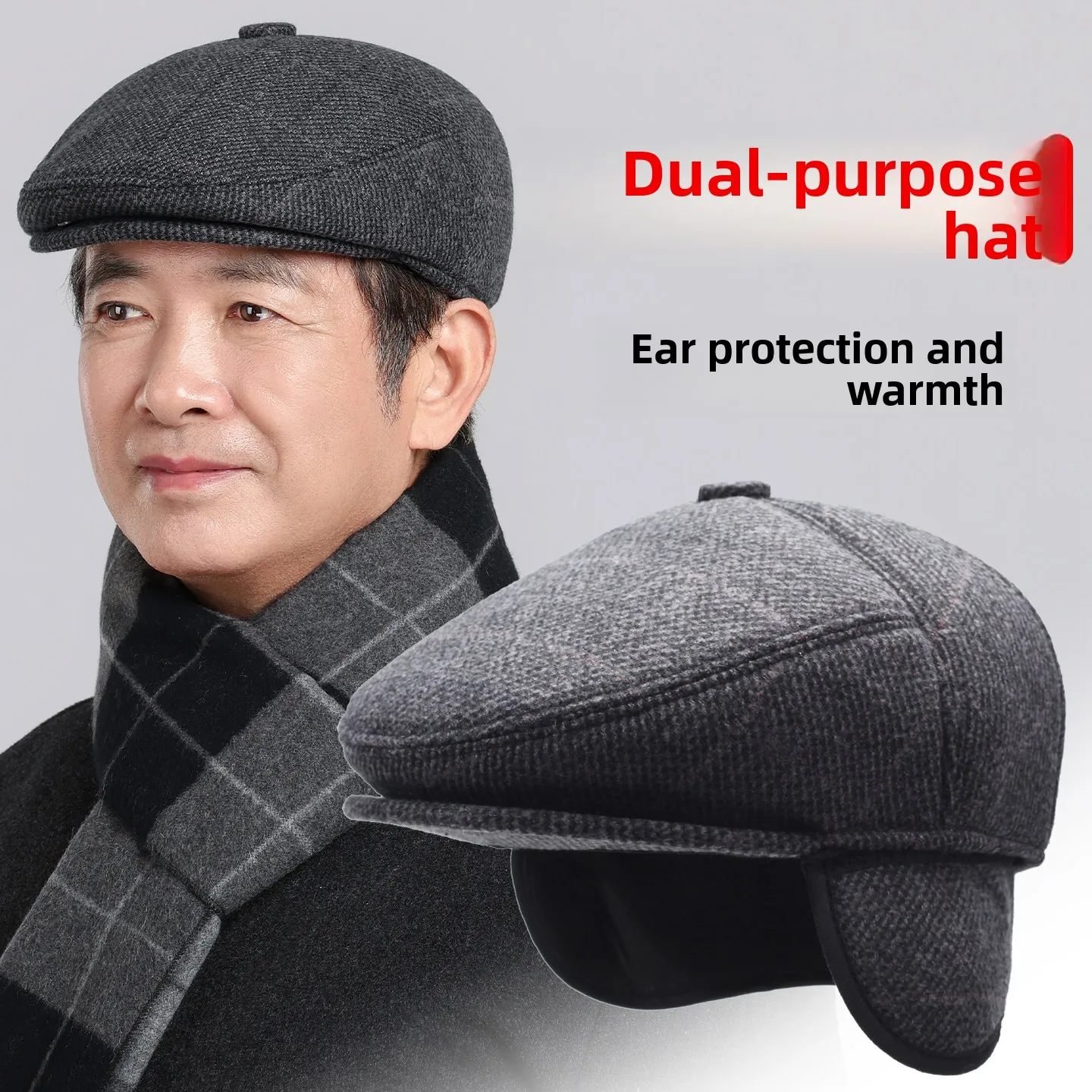 Warmth And Style Men's Winter Cap for Elderly Forward Design Ear Protection Duckbill Cotton Hat Casual Unisex Polyester Fiber
