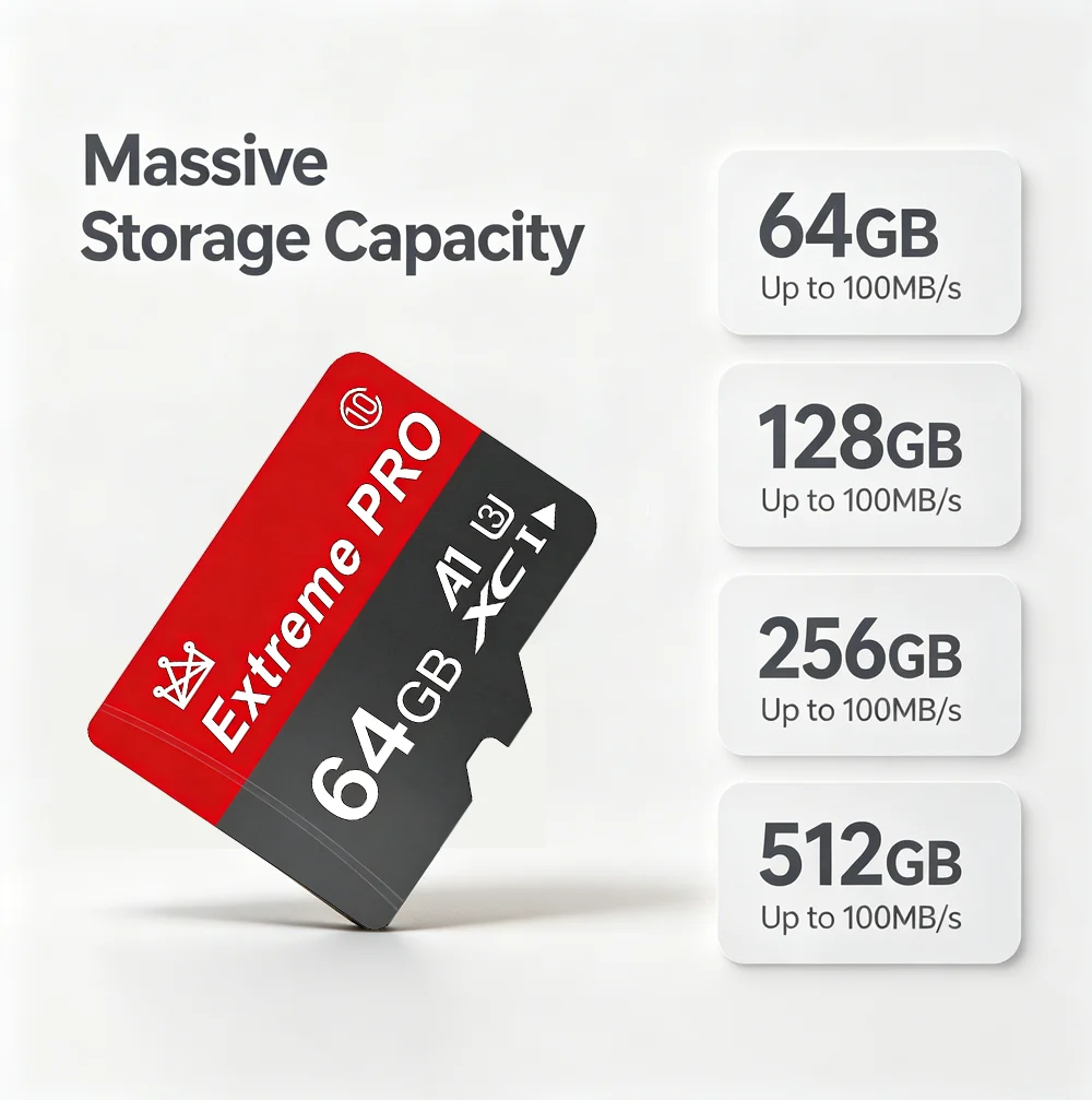 Micro TF Card 512GB  V30 Class10 High Capacity Flash Memory 2026 Hot Sale - Multiple Sizes for Office Computer Monitoring Phones