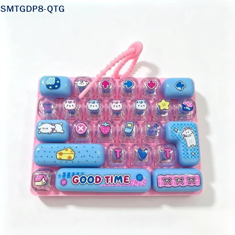 Cute 26 Grid Keyboard Fidget Toy Keychain Cartoon Printed Stress Relief Toy Portable Pendant For Kids Student Decompression Gift