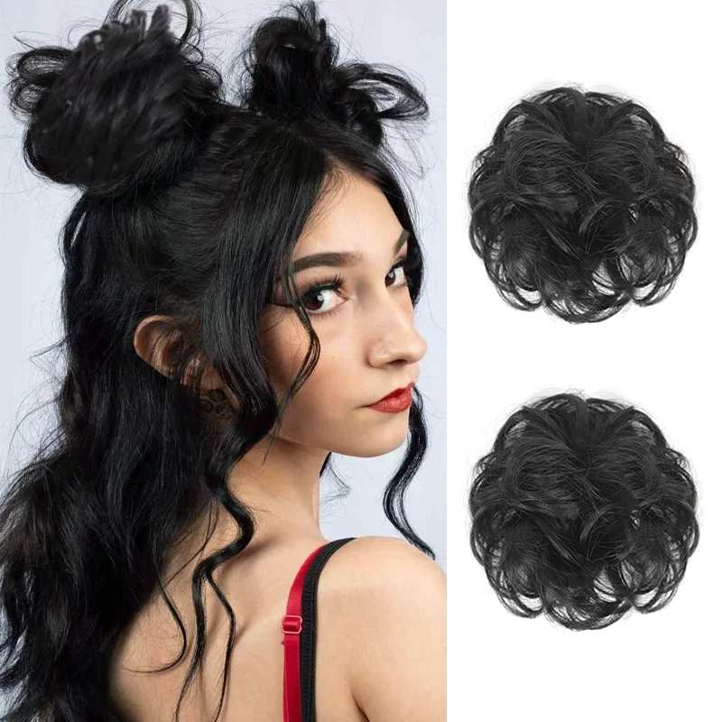 

Synthetic Hair Chignon Messy Hair Bun with Elastic Rubber Band Bun Hairpiece Extensions for Women Daily Lazy Hair Accessories