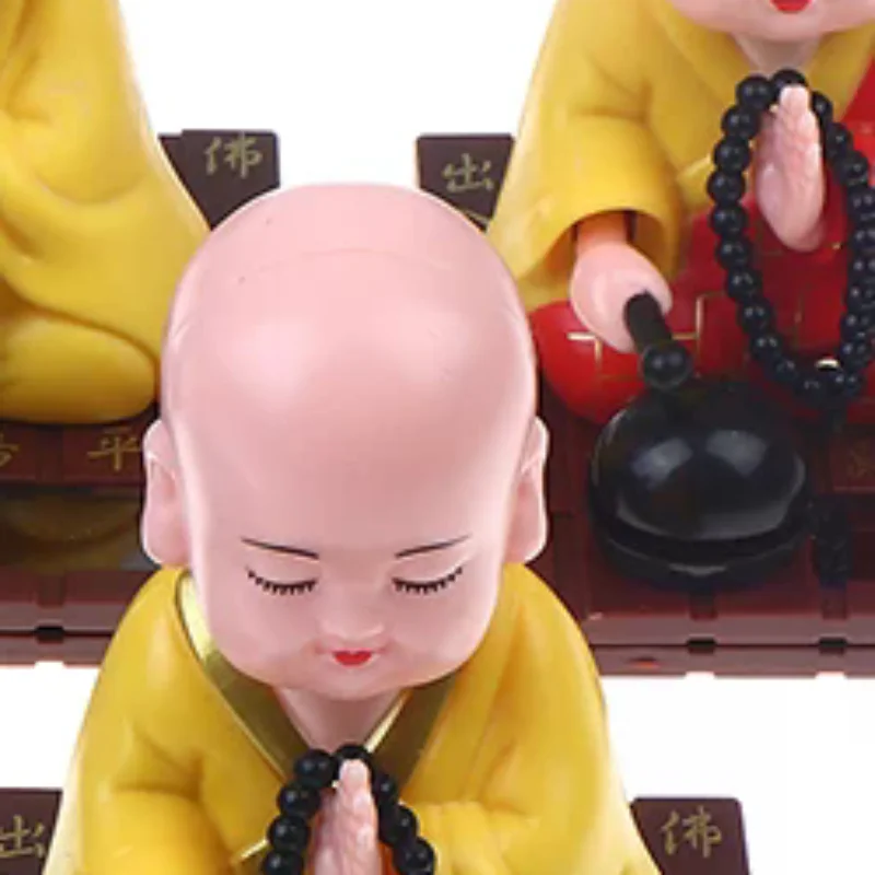 Little Monk Buddha Figurine Solar Dancing Toys Nodding Head Dolls Bobble Head Toy Car Ornament For Desk Home Decor