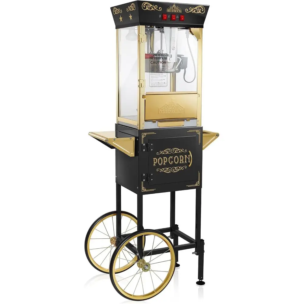 Movie Theater-Style corn hine Maker with Cart and 8-Ounce Kettle - Black, Vintage-Style per on Wheels image 8