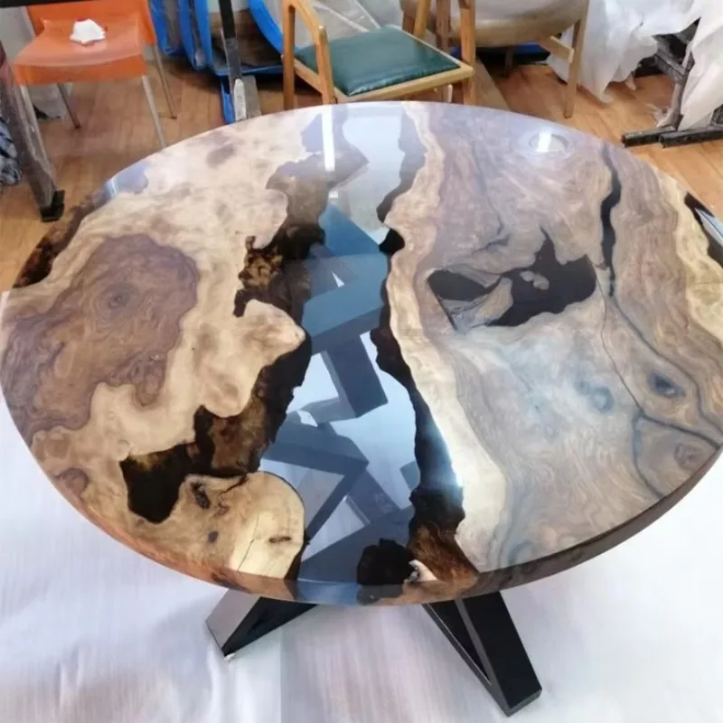 factory river epoxy resin dining table direct sales solid walnut café kitchen dining room