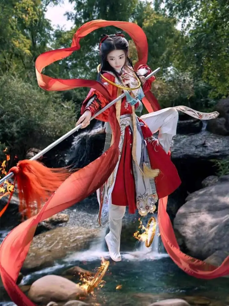 Nouveau Améliorer la mythologie Nezha Conquers le roi Dragon Ne Zha 2 Fiesta carnaval Halloween Cos Cosplay Hanfu femmes broderie