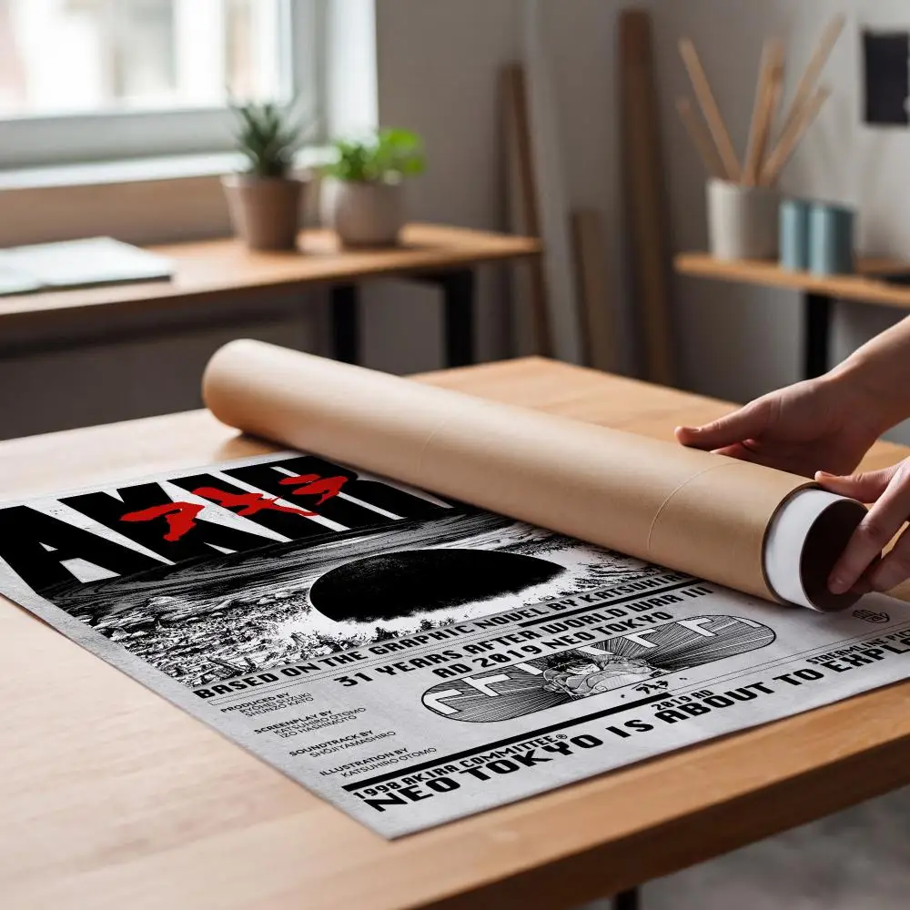 Akira Anime Manga 90s Poster Peelable Self-Adhesive Stickers, Frameless Wall Art Decals for Bedroom Living Room Home Decor