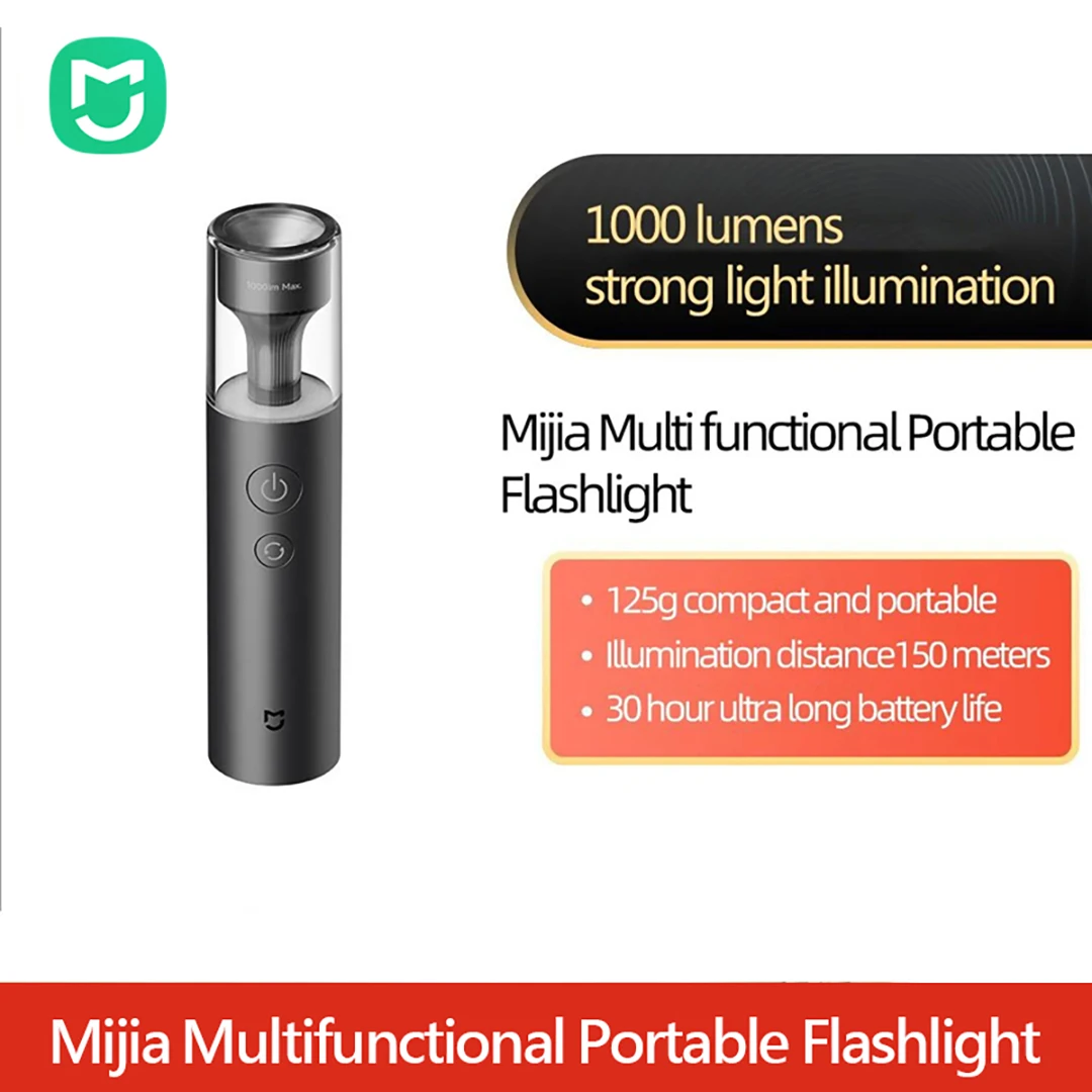 Xiaomi Mijia LED Flashlight Multi Functional Atmosphere Light Rechargeable 3100mAh 1000 Lumen IP65 Emergency Light Outdoor