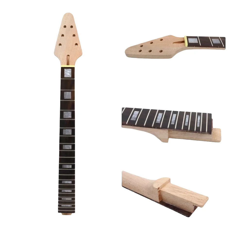 

Electric Guitar Neck New 22 Fret 24.75 Inch Rosewood Fretboard Nice inlaid Unfinished Truss Rod Set in heel #US