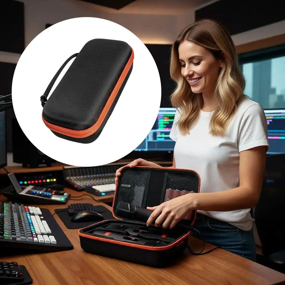 Professional Hard Shell Microphone Case Handheld Shockproof Carrying Case Dual Capacity Mic Travel Bag for JBL Singing Karaoke view 2