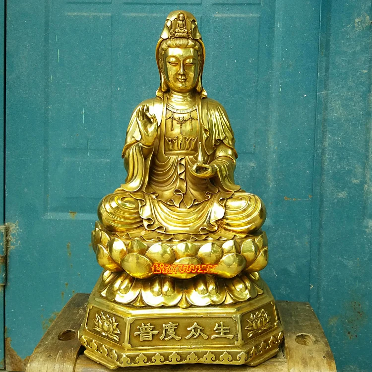 51CM large huge # Temple hall saloon home efficacious #Guanyin Buddha Avalokitesvara gold copper statue