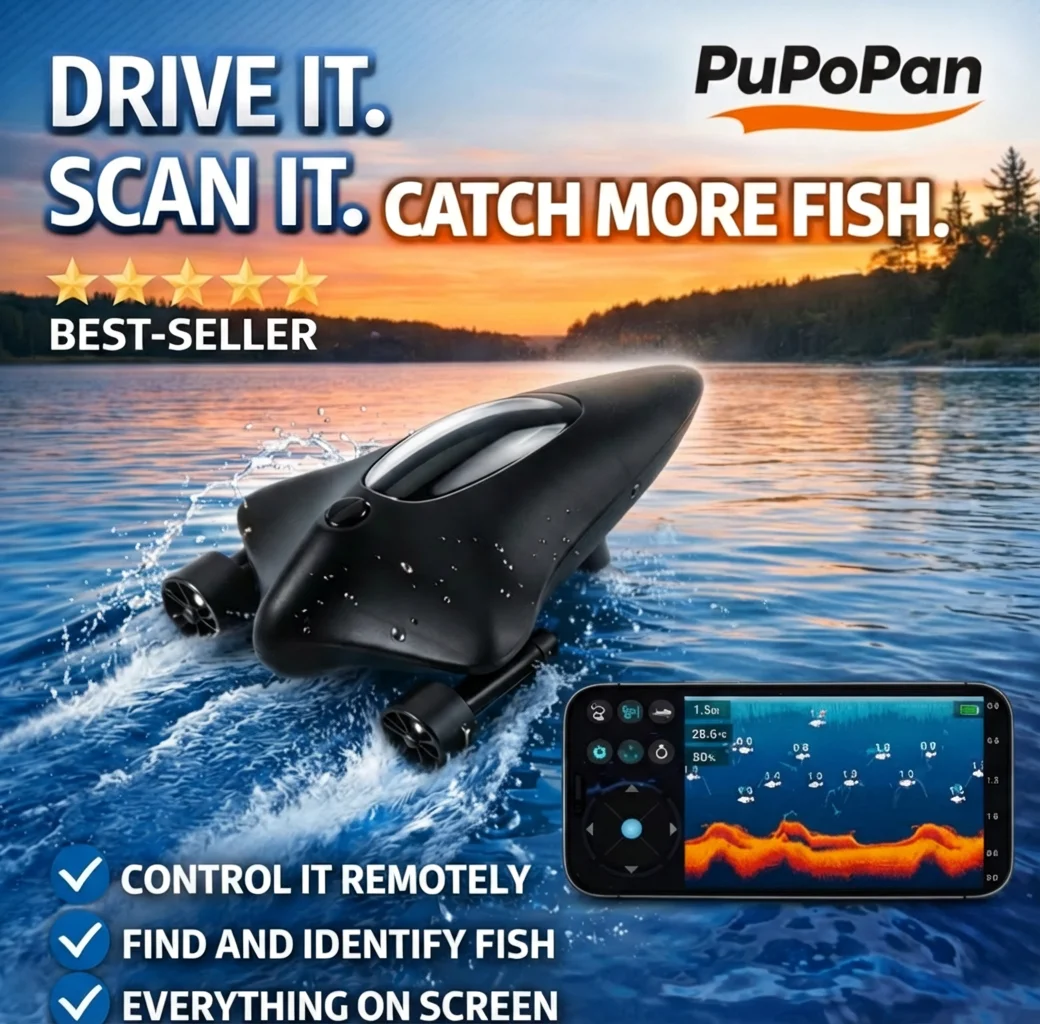 

Wireless Fish Finder Boat with Sonar, Remote Control RC Fishing Boat, APP WiFi Smart Fish Finder, Long Range Scanning
