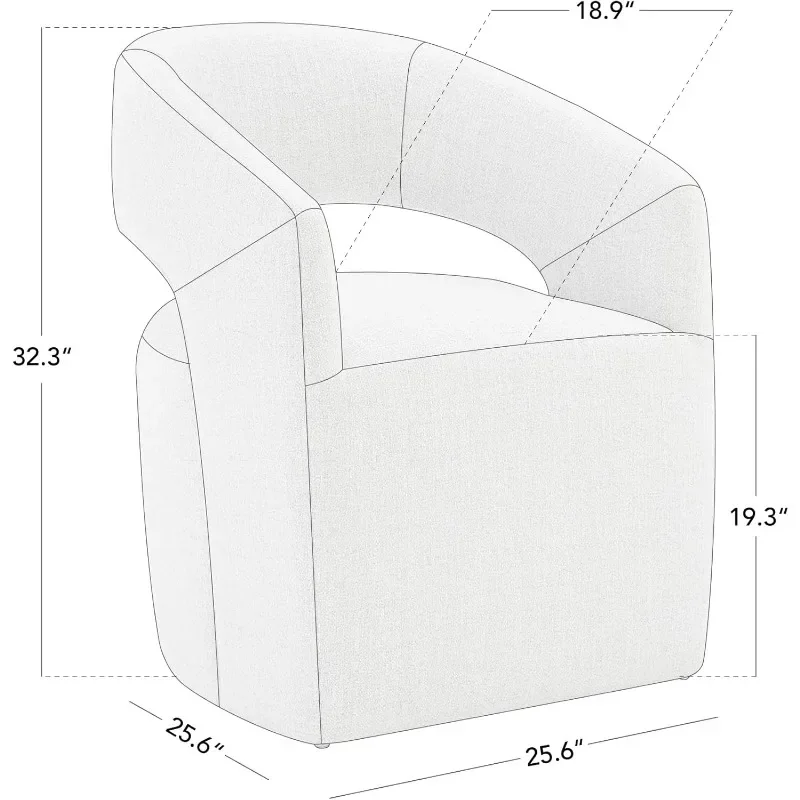 Silla de comedor con ruedas, Sillón tapizado moderno con ruedas, adecuado para comedor, dormitorio, sala de estar, sala de lectura