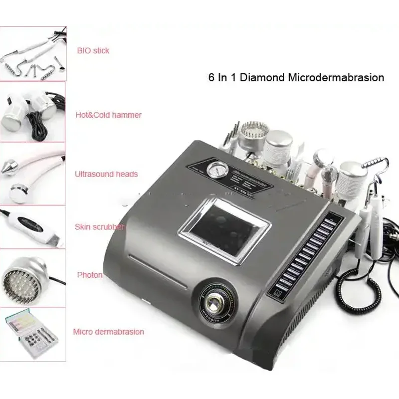 6in1 الماس اللوازم الطبية جلدي تقشير بالموجات فوق الصوتية الجلد الغسيل الجسم الوجه مدلك الفوتون LED تجديد الجلد #3