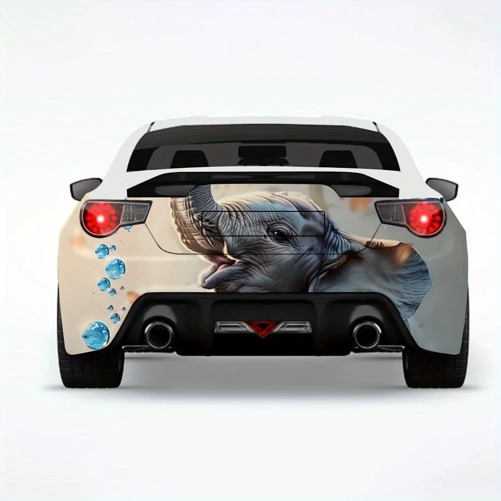 

Bubble - Playing Elephant Cute Car StickerVinyl Decal for Car Rear, Waterproof Self-Adhesive Vinyl Stickers for Vehicle Tail & B