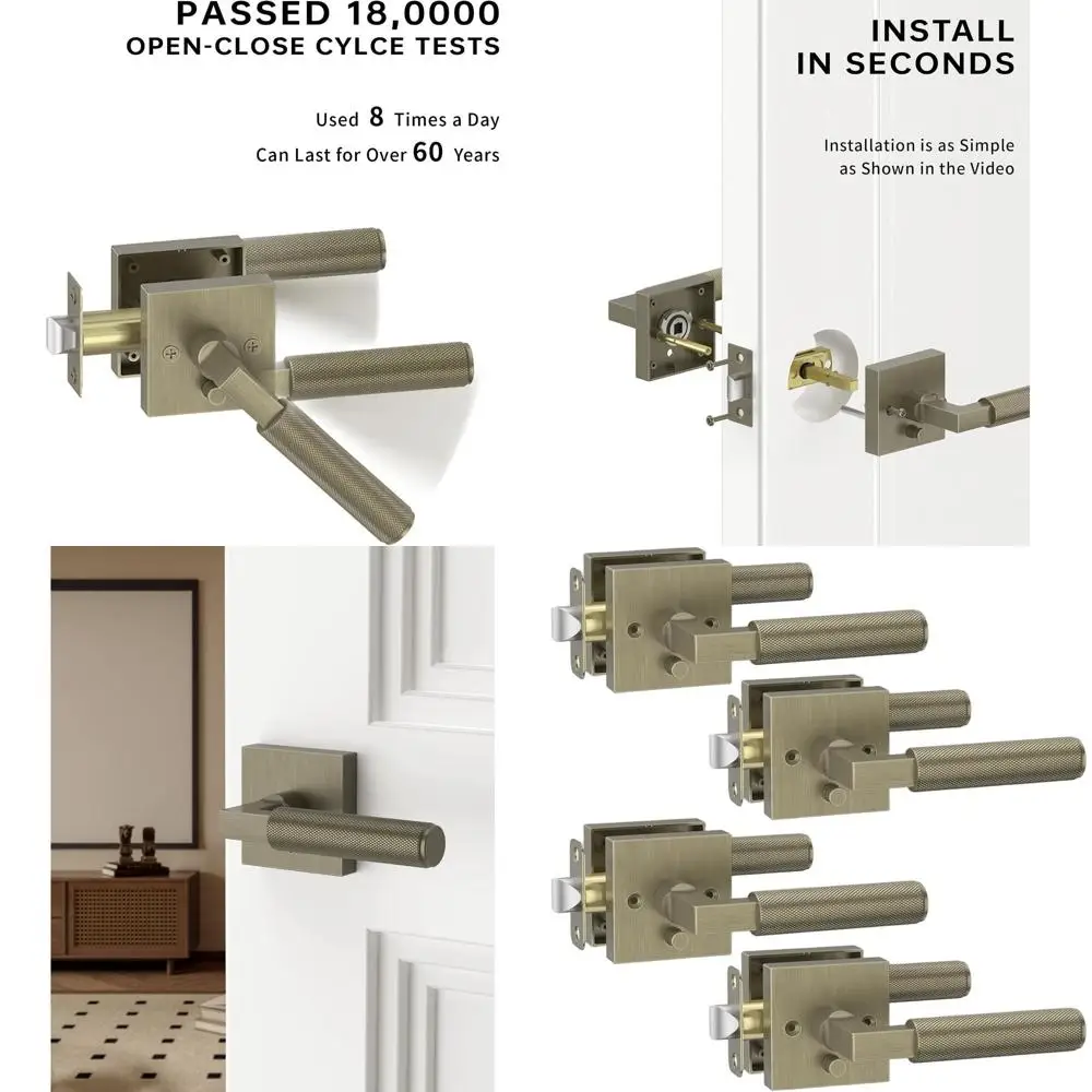 

Антикварные латунные дверные ручки из 4 штук с рычагами и ручками для внутреннего использования, подходят для спален и ванных комнат, сверхмощные