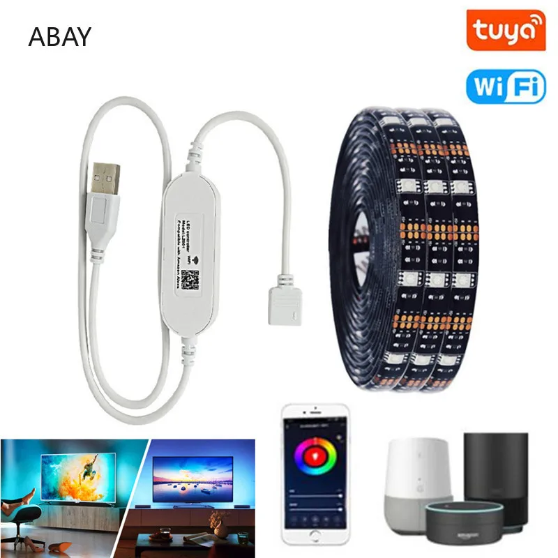 Tuya inteligentna taśma led usb światło wifi tv tira taśmy led DC 5V 5050SMD kolorowy kontroler APP luces dekoracja świateł bożonarodzeniowych