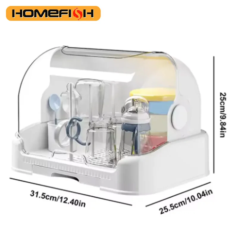 Portable Baby Bottle Drying Rack and Organizer with Dustproof Cover 1