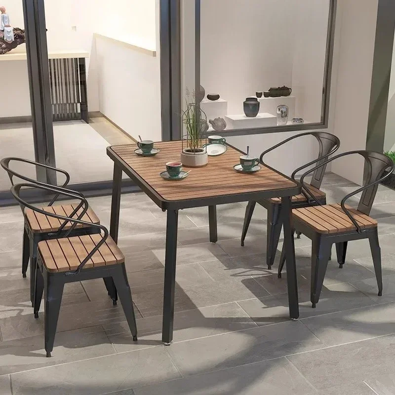 Outdoor tea table and chair combination courtyard outdoor leisure open-air balcony simple high-end table and chair