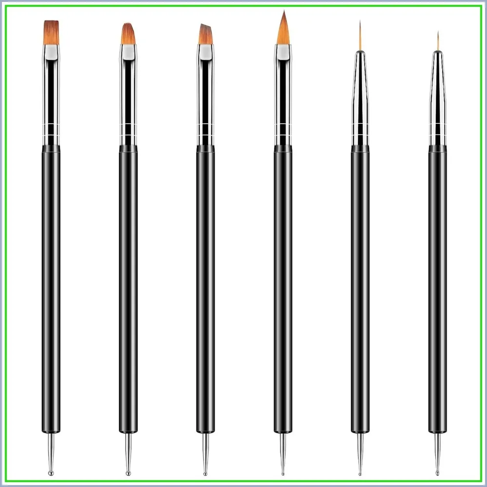 

6PCS Double-ended Nail Dotting Tools Brushes Kit - Gel Polish Liner Design Pen for Nail Drawing