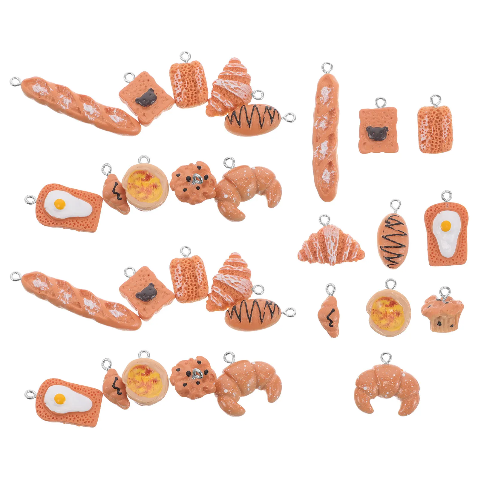 

60 Pcs Baking Cake Pendant DIY Jewelry Making Materials Resin Food Charms Bread Accessories Alloy Durable Practical