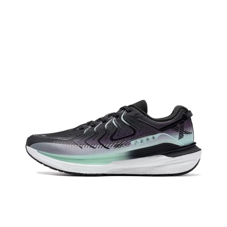 XTEP Wind And Fire 28 Synthetic Leather Cushioning Slip Resistant Low top Running Shoes Women's Black Green White 976418110056//