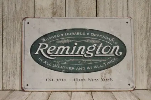 Remington Tin Metal sign Guns Bullets Ammo Vintage Rustic Look Garage Gun Shop