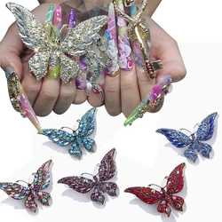 1pc Large Vintage New Crystal Large Butterfly Nail Charm Exaggerated Fashion Jewelry Animal Insect Nail Accessories