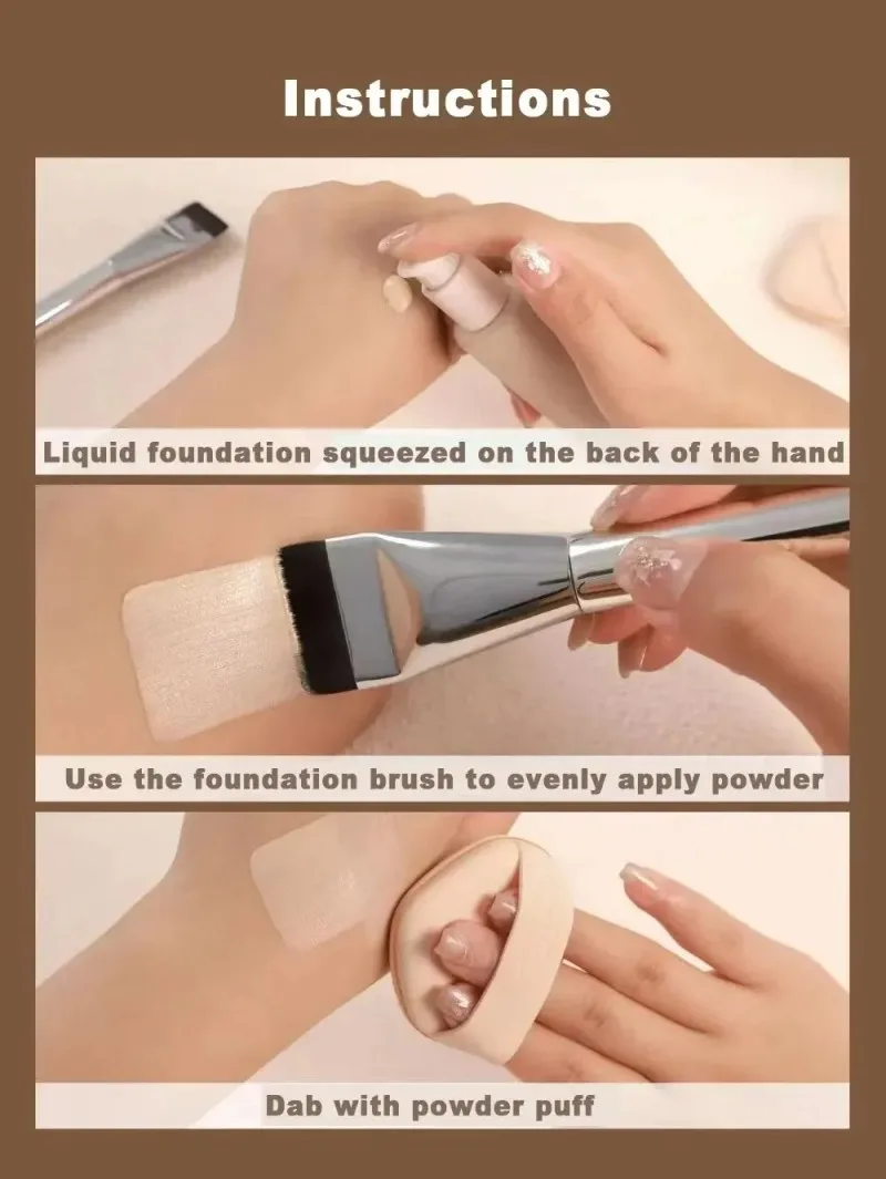 Venta al por mayor de cepillo de base de cabeza plana, cepillo plano ultrafino, cepillo de máscara sin rastro, brochas de maquillaje de crema de base mixta