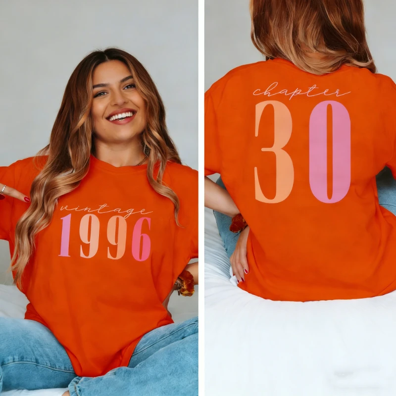 Classic 1996 Shirts for Women Vintage 30th Birthday Year Number T-Shirt for Him Milestone Best Friend Bday Gift Her Bday Shirt