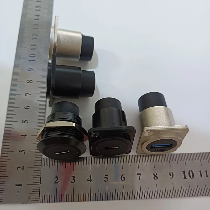 1Pc D Type Panel Mount Connector Module RJ45 CAT6 USB 2.0/3.0 Type-C High definition vide Jack Socket Metal Electronic Connector