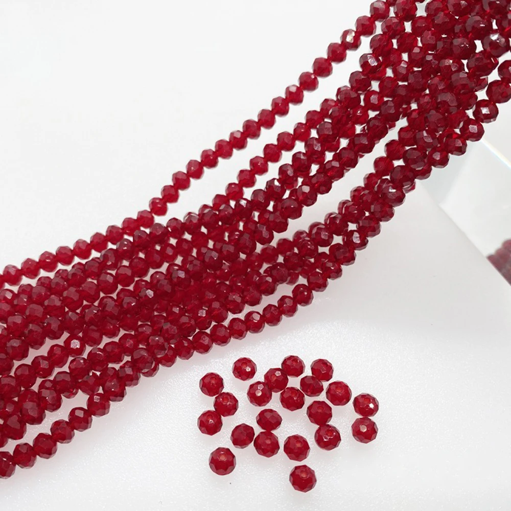 3 4 6 8mm 5Strands Faceted Red Glass Bead Crystal Bead Strand Spacer Beads for Jewelry Making Accessories DIY QMB9