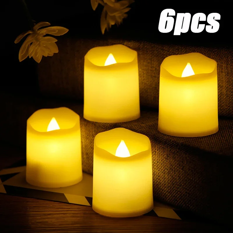 6/1pcs Flameless Flashing LED Candle Button Battery Lamp Tea Light Simulation Home Wedding Birthday Party Decoration Candles