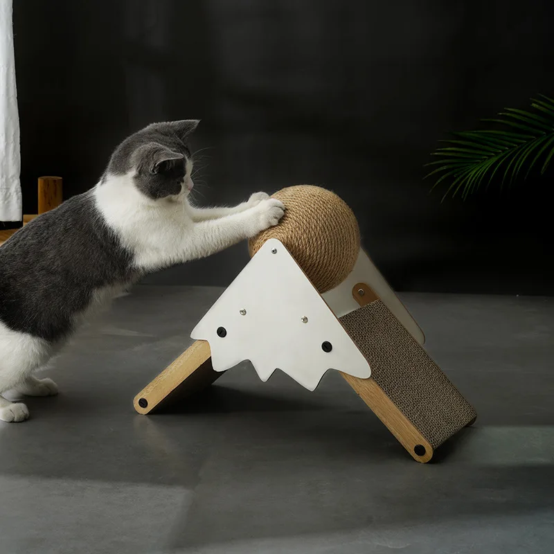 

Corrugated Paper Cat Scratching Ball Toy, Sisal Vertical Cat Scratching Board, Snow Mountain