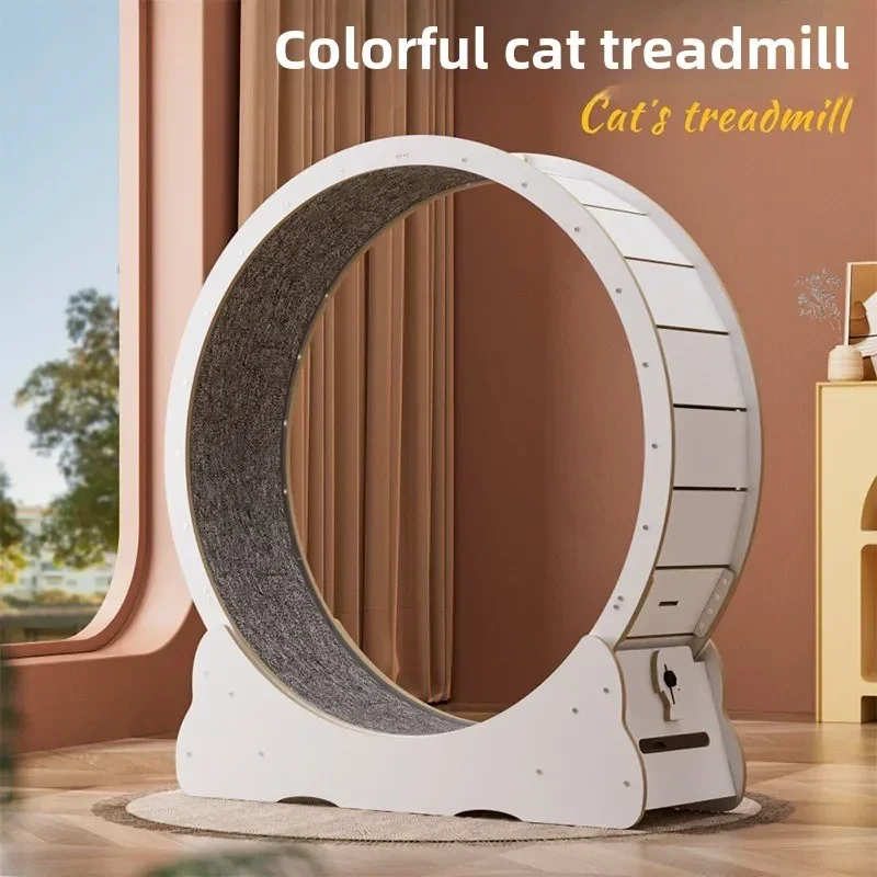 Cat Exercise Wheel - Indoor Treadmill with Carpeted Running Track, Safety Treadmill with Latch,Add Fun To Cat Exercise