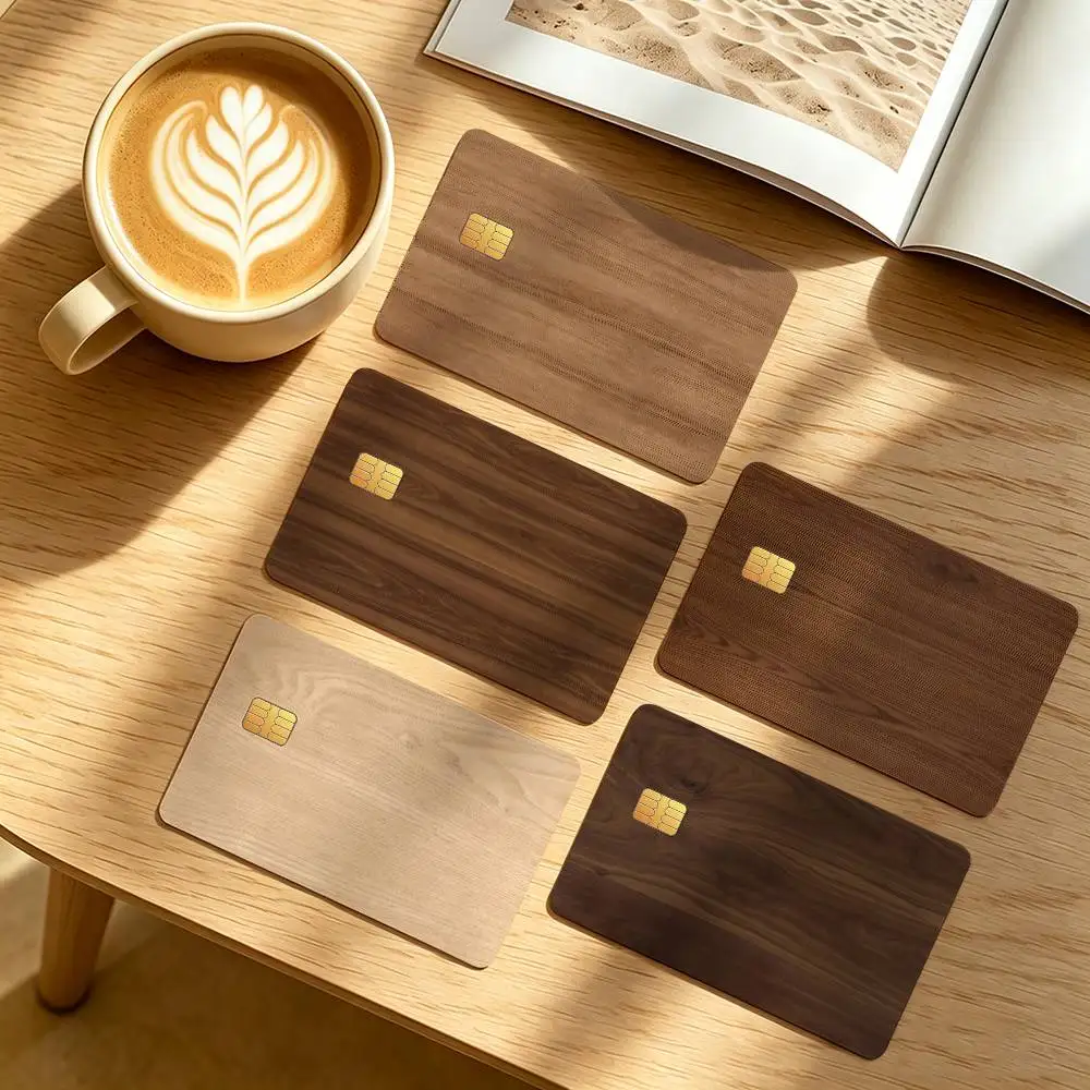 Colors Wood Texture Credit Card Public Transportation Cards Protective Sticker Waterproof Card Face Decoration 4PCS