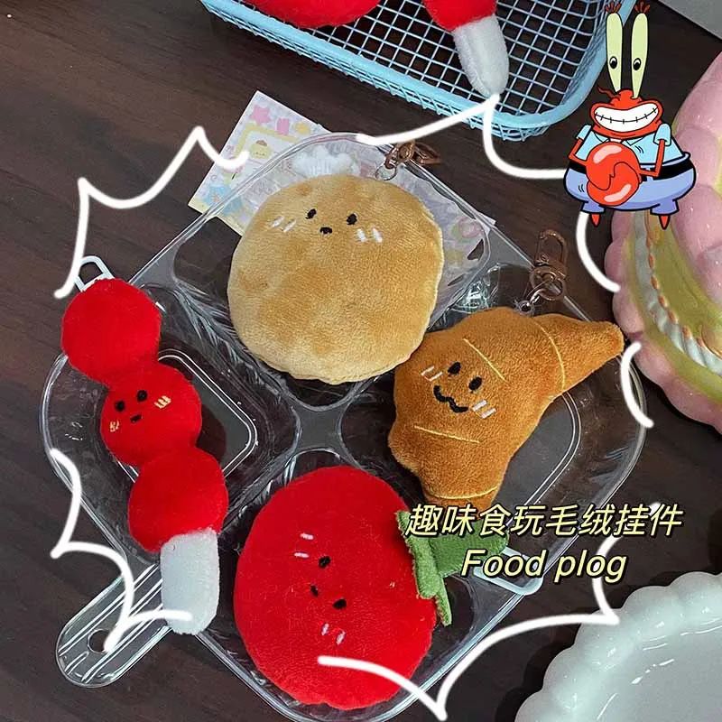 Japanse schattige voedsel spelen pluche pop sleutelhanger leuk brood aardappel tomaat levensechte pluche pop hanger sleutelhanger creatieve kindercadeau