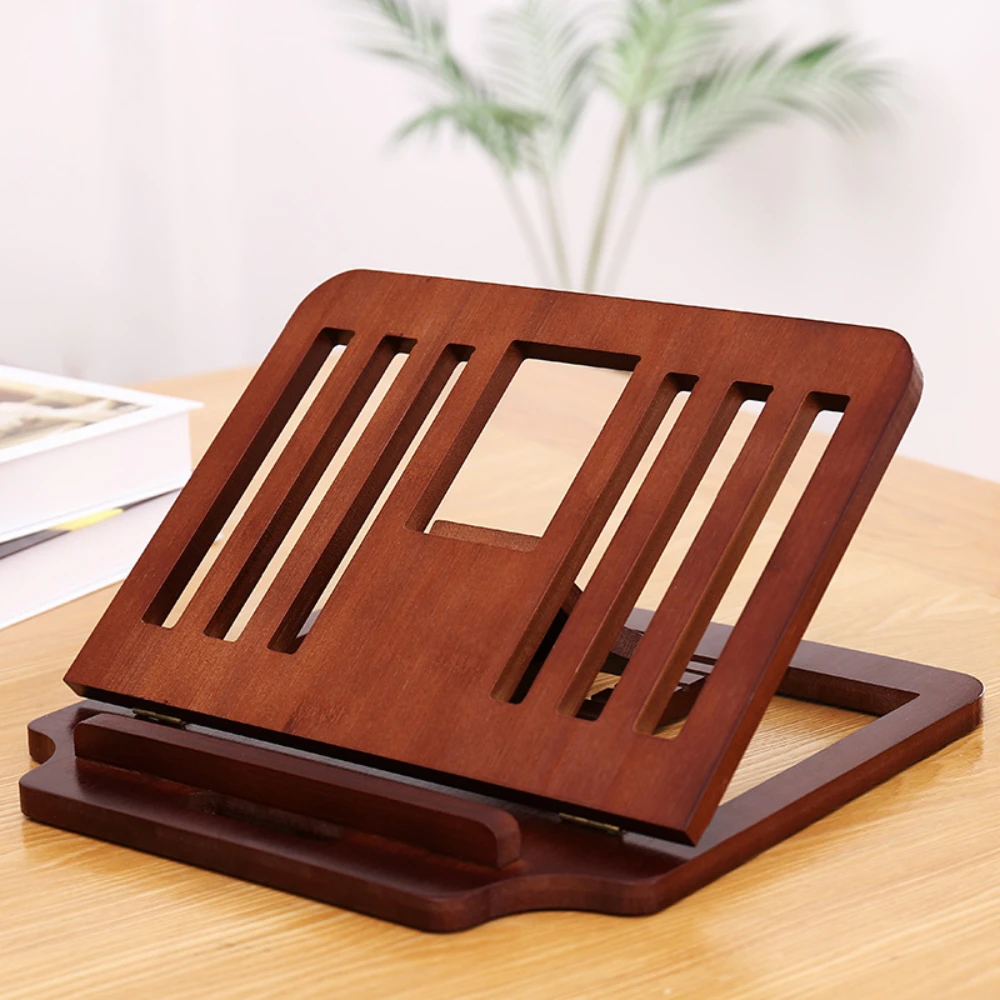 Solid Wwood Folding Portable Tablet Mini Stand Ergonomic 12° Adjustable Angle Cooling Ventilation Triangular Design Accessory