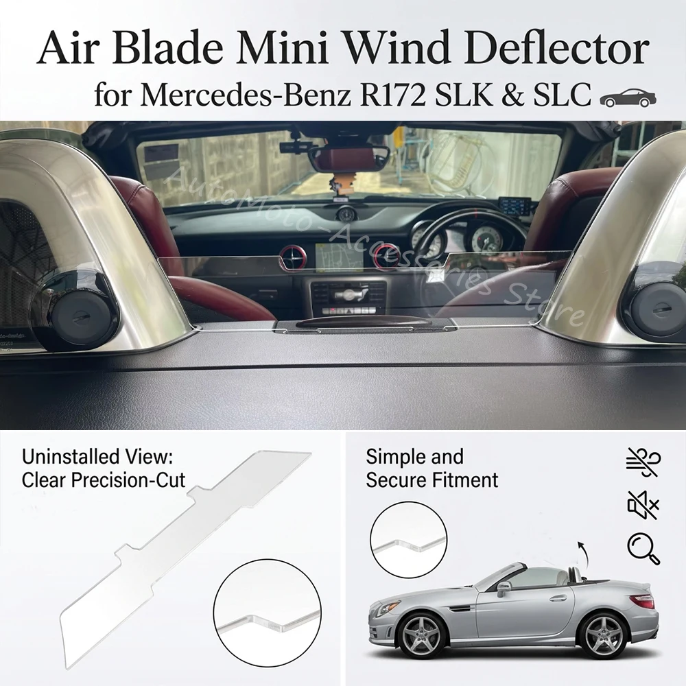 Heckscheiben-Windabweiser für Mercedes Benz R172 SLK SLC 2011+ Luftklingen Mini Cabrio Windblocker Luftstromreduzierer – Detail 1