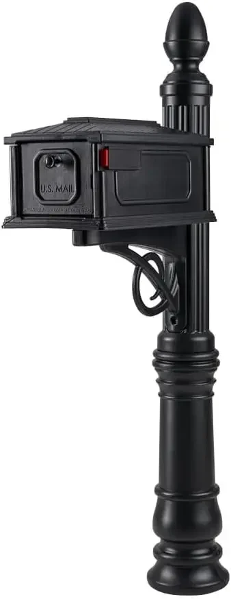

[Limited Stock!]Stratford Plastic Mailbox and Post Kit, SC000BAM, Black, Medium Capacity