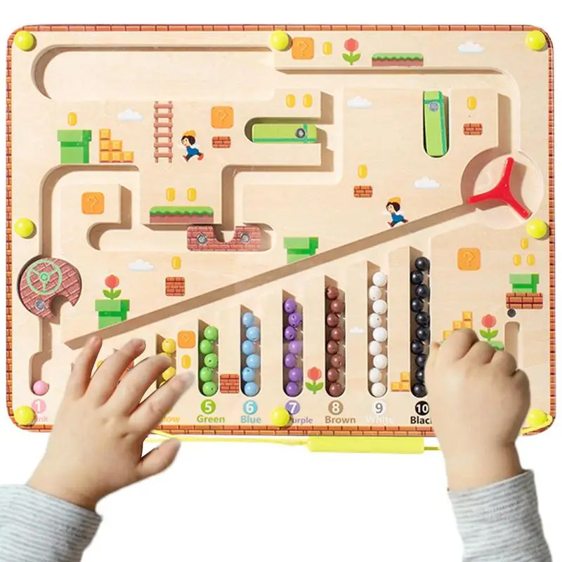 

Магнитный лабиринт, пазлы с магнитными бусинами, подсчитывающие игрушки, настольная игра для детей дошкольного возраста, развивающая подходящая доска для подсчета