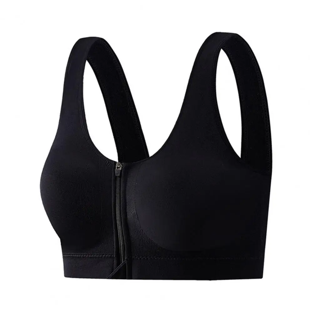 Shockproof Gym Bra Women's Front Zip Sports Bra Wireless Post-surgery Support Bra with Removable Cups Padded Workout Yoga Gym