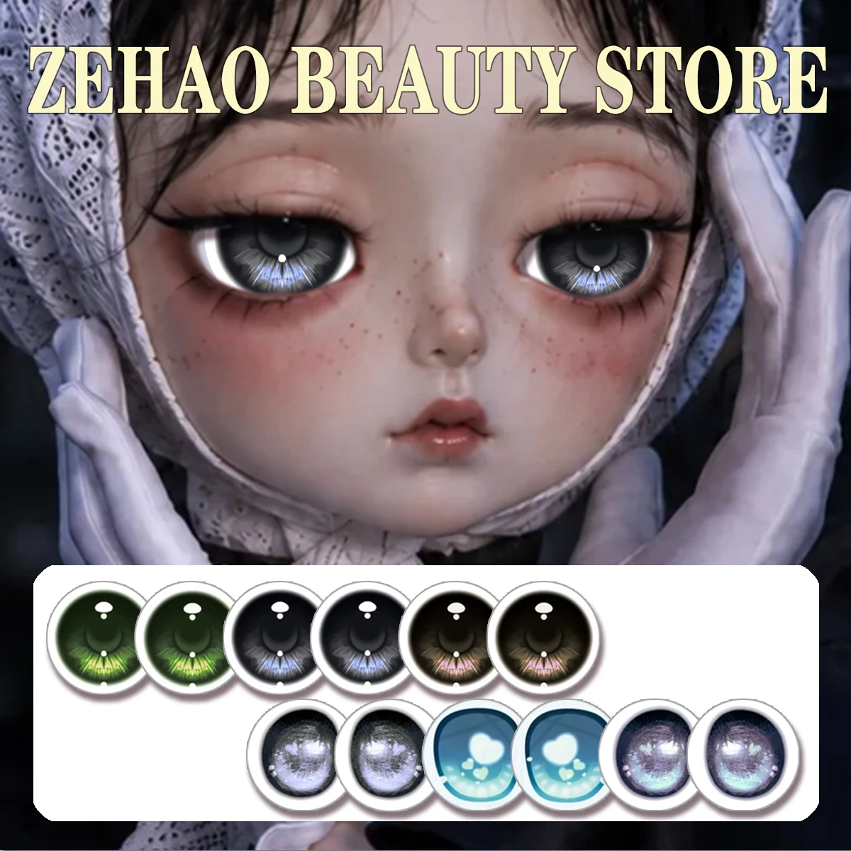 Blyth BJD Doll Round Glass Eye Chips 12pcs Cabochon 10MM-40MM Handmade Drop Glue Eye Pupil Girl Toy DIY JD008