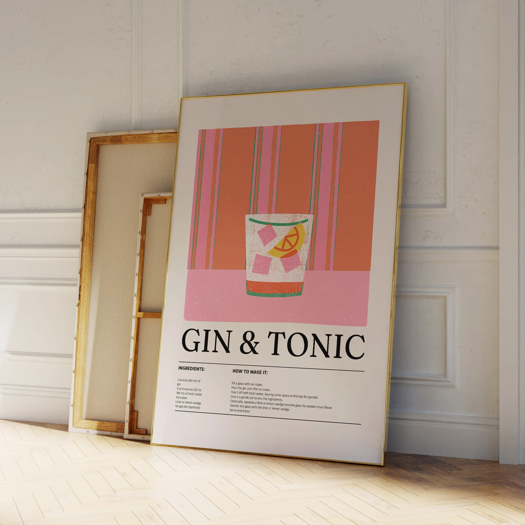 Modern Minimalist Gin & Tonic Cocktail Gifts For Wall Art Prints Canvas Painting Poster Picture For Living Room Home Decor