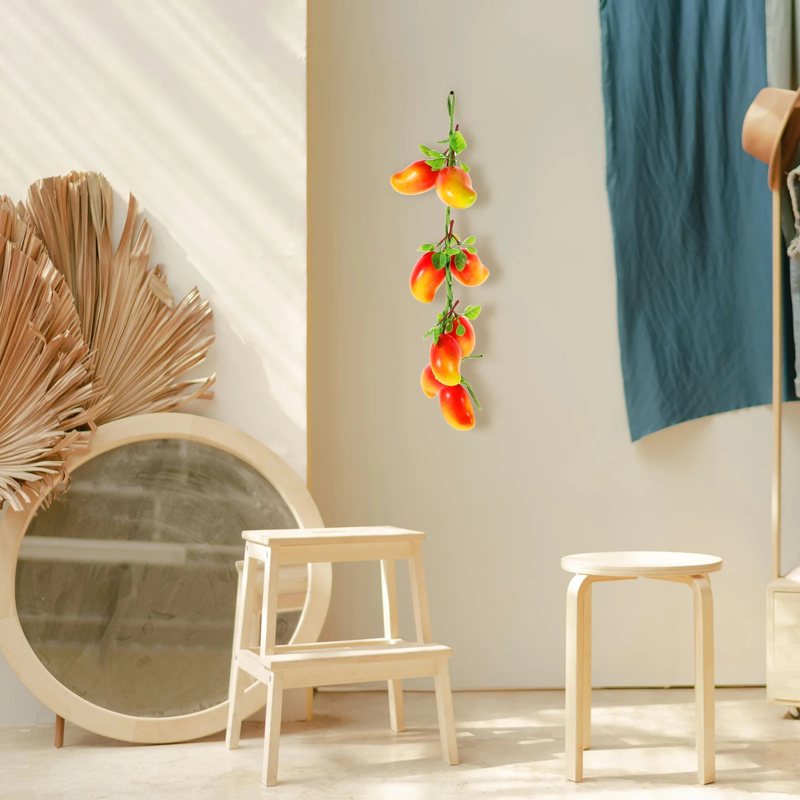 

5Pcs Artificial Mango Vine Decor Lifelike Fake Mango String for Kitchen Farmhouse Mantel Window Door Decor Harvest Festival