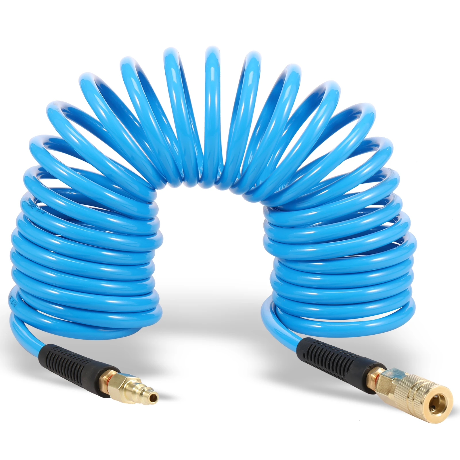 1/4NPT Air Compressor Hoses with Coupler and Plug 25ft Flexible PU Recoil Air Hose Anti Kink Tool Accessory for Industry Using
