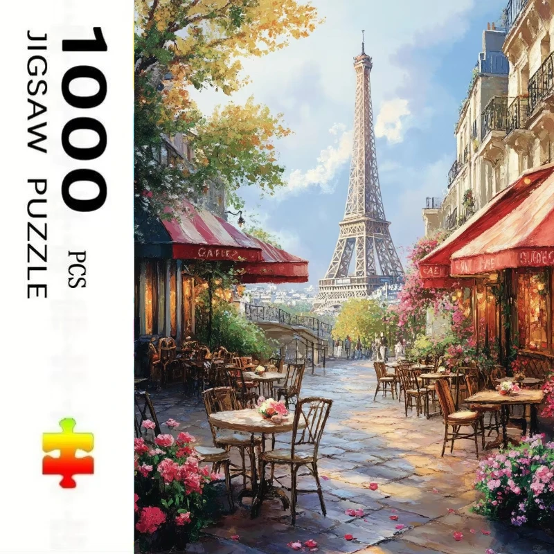 Large Jigsaw Puzzle 500/1000PCS Paris Eiffel Tower Landscape Puzzles Adult Present Portable Box for Family Games EducationalToys