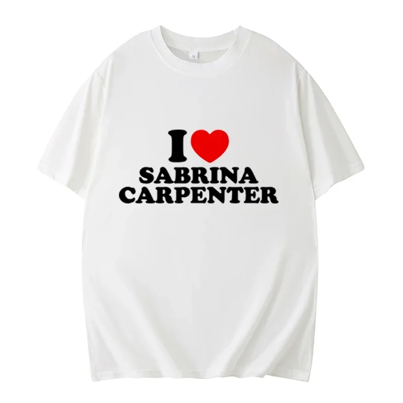 I Love Sabrina Carpenter Short Sleeve Cute Heart Print Y2k Women's T-shirt Tops Punk Streetwear Suitable For Spring And Summer