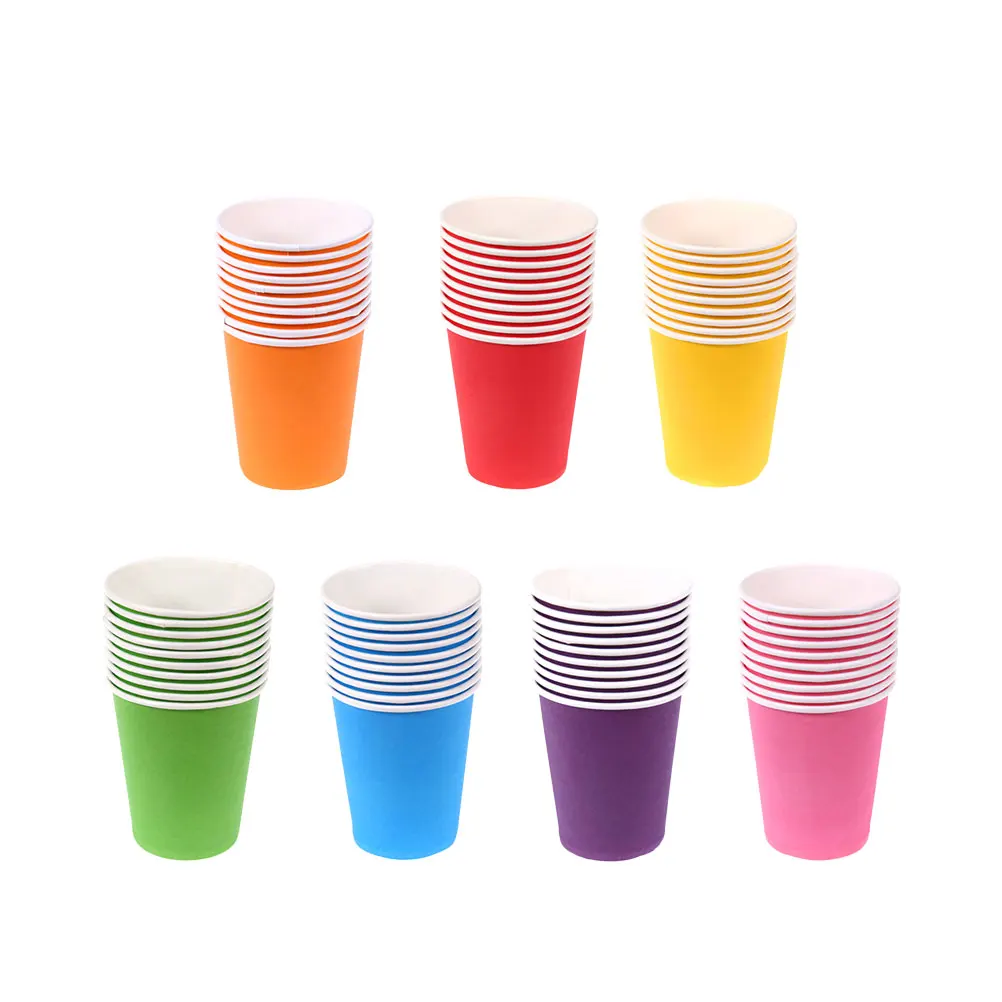 

70 Pcs Colored Paper Cups Thick Disposable Drinking Party Supplies Children Bright Color Match Tableware Accessories
