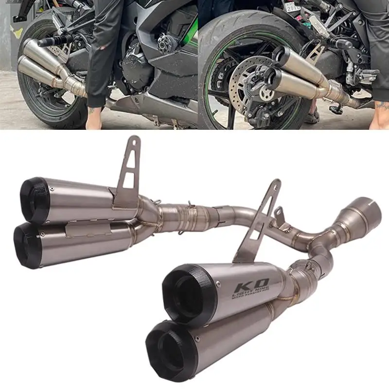 Four-Outlet Exhaust System For Kawasaki Z1000SX Ninja 1000SX 2020-2022 Motorcycle Exhaust Header Mid Pipe Muffler Titanium Alloy